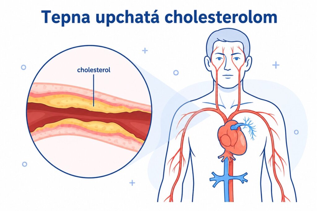 Znázornenie upchatia ciev cholesteroloom.