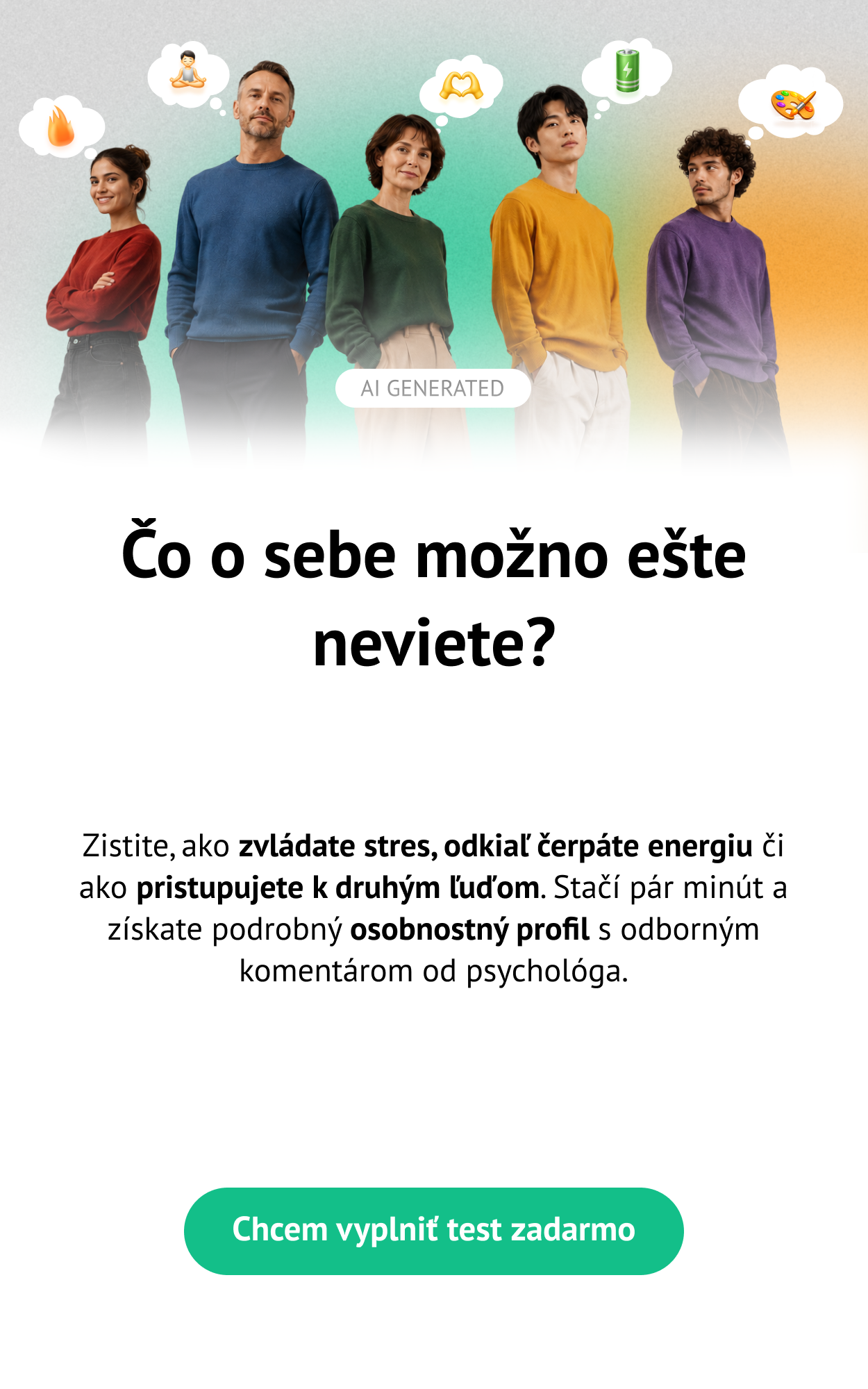 Čo o sebe možno ešte neviete? Chcem vyplniť test zadarmo