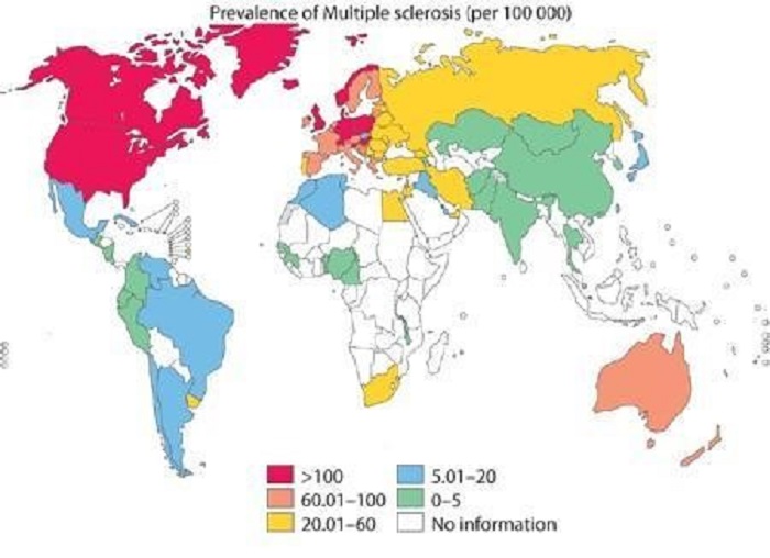 Výskyt sklerózy multiplex vo svete